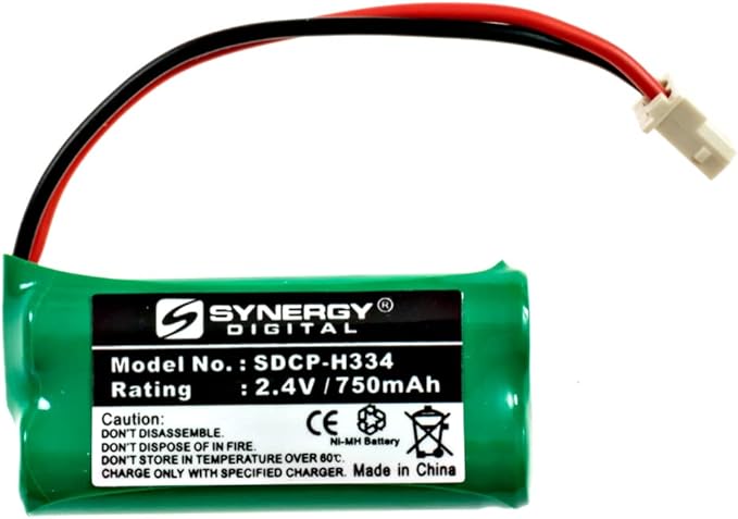 Synergy Digital Cordless Phone Battery, Compatible with AT&T CL82415 Cordless Phone, (Ni-MH, 2.4V, 750 mAh) Ultra Hi-Capacity, Compatible with AT&T BT166342, BT266342, BT183342, BT283342 Battery