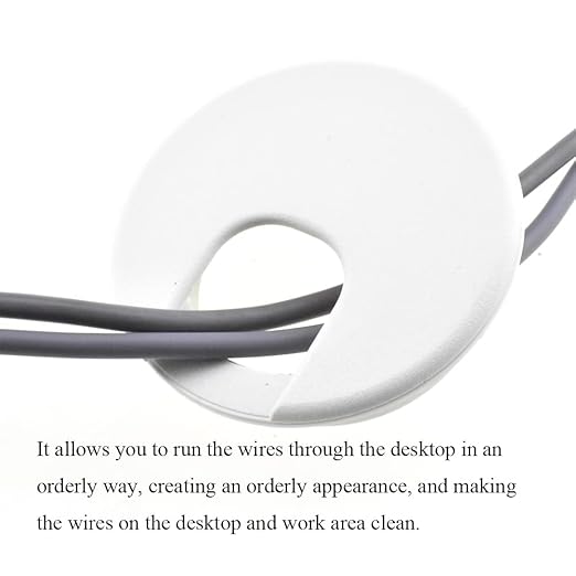 HAHIYO 2Pcs 2Inch/50mm White ABS Plastic U-Shaped Desk Grommet Wire Grommet Cable Management Cord Hole Cover Desk Wire Hole Insert Wire Organizer for Computer Office Home School Equipment Systems