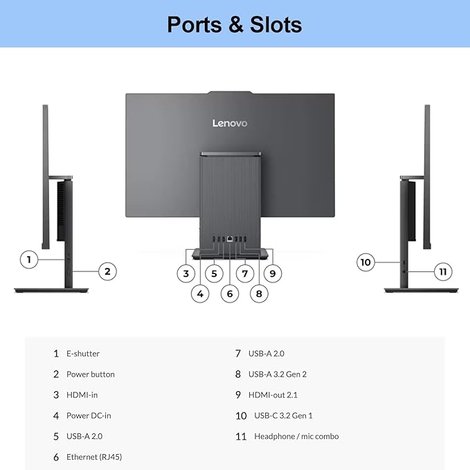 Lenovo 2024 IdeaCentre I Business All-in-One, 27" FHD Touchscreen 100Hz, Intel Core i5-13420H, 16GB DDR5 RAM, 512GB SSD, Wireless Charging Base, Wireless KB & Mouse, Wi-Fi 6, Windows 11 Pro, Grey