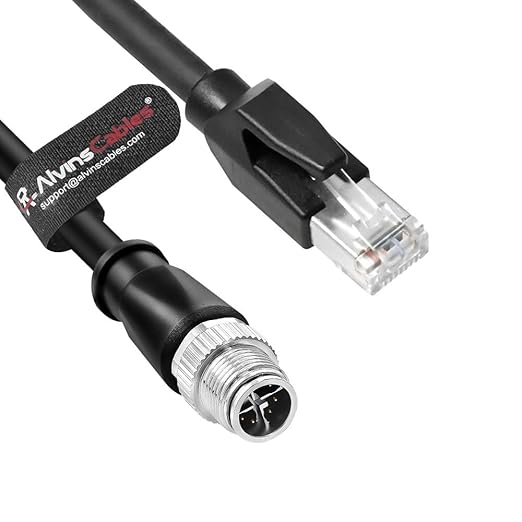 Alvin's Cables M12 8 Pin Male to RJ45 Shielded Ethernet Cable X Coded 8 Position Cat6a Cable for Cognex Industrial Camera 9.84ft/3M