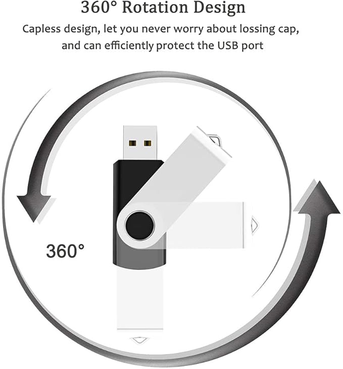 3 Pack 32GB USB Flash Drive with Type C Adapter and Storage Box USB 2.0 High Speed Metal Pen Drive 360° Rotatable Storage Memory Stick for Phone/Pad/PC/Laptop/Android - Black(3-Pack 32GB)