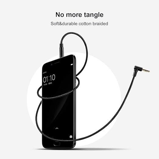 CableCreation 3.5mm Audio Cable, [2-Pack 1.5FT] Right Angle Male to Male Auxiliary Cable with Silver-Plating Copper Core Compatible with Beats, Car, iPhones, Tablets, PS4, 24K Gold Plated, Black