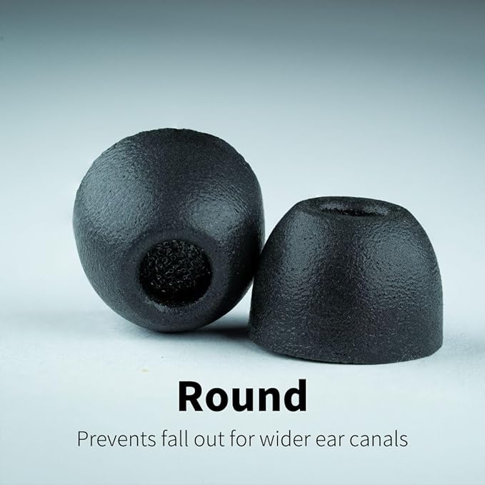 Comply 500 Core Series | Memory Foam Replacement IEM Ear Tips for KZ, Moondrop, FiiO Sennheiser & More | Superior Noise Isolation, Ultimate Comfort, Secure Fit | Round, Black (S/M/L) (3 Pairs)