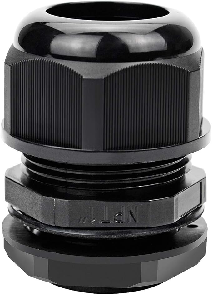 XHF 20 Pcs 1" IP68 Strain Relief Nylon Cord Grip Waterproof NPT Cable Glands Adjustable UL Listed and RoHS Compliant(Black)
