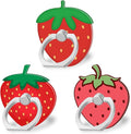 Bonoma Cute Phone Ring Holder with Strawberry Design, 3 Pack Universal Finger Ring Stand Grip Kickstand Ring, 360° Rotation Universal Stylish Stand Compatible with All Smartphones