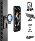Magnetic Phone Mount for MagSafe, Maglock Tripod Adapter Magnet Golf Gym Workout Stand Metal Carabiner Holder with 1/4 Screw Hole, for iPhone 16 15 14 13 12 Series Foldable Portable Accessories