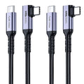 USB C 3.1 Data Cable 10FT 2 Packs, Right Angle 100W Gen 2 Fast Charging 10Gbps High Speed Transfer Cable, 4k 60hz Video Output PD Cord Compatible for Monitor Display, Thunderbolt 3, MacBook Pro