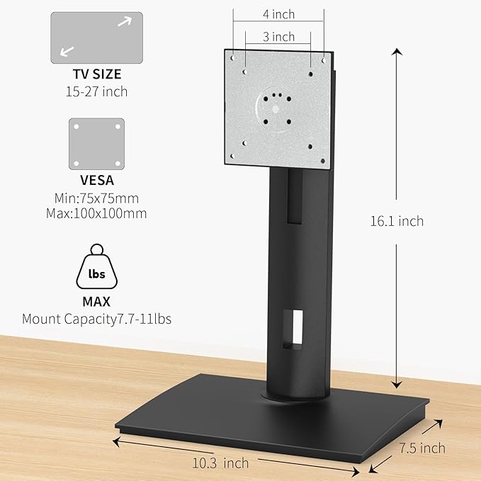 Vesa Monitor Stand with Spring-Adjustable Height, Swivel, Tilt, Rotation Vesa Stand, Compatible with Monitors Within 32 inches and Weighing Between 4.8-11lb (Black, Only for 7.7-11 lb Monitor)