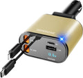 【Upgraded】 SUPERONE Retractable Car Charger 4 in 1, Fast Car Phone Charger with Cord 2.6ft, USB C and Apple Car Charger Adapter, Compatible with iPhone 15/15 Pro Max/14/13/12/11, Galaxy, Pixel