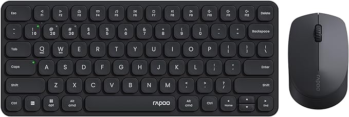 Rapoo 9010M Multi-Device Keyboard and Mouse Combo, 2.4GHz/Bluetooth 5.0/4.0 Wireless Keyboard & Mouse Set for Windows/Mac/Linux/Chrome, Support 4 Devices, Low-Profile Silent Click, Battery Powered