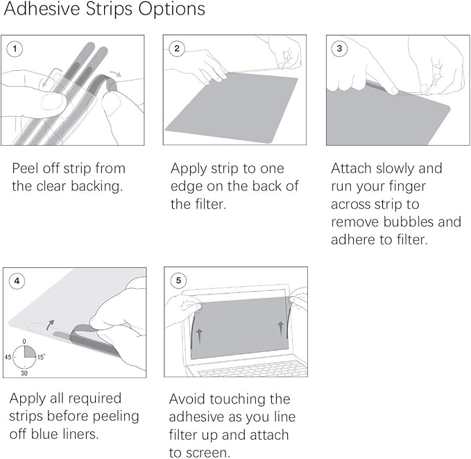 Privacy Filter Adhesive Strips and Slide Mount Tabs for Computer Monitors and Laptops - Replacement Kits