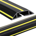 Pangda 30 FT Floor Cable Cover Heavy Duty Cord Cover Protector Power Cable Protector Soft Extension, Organize and Protect Wire on Floor for Home Office or Outdoor Settings (Black, Yellow)
