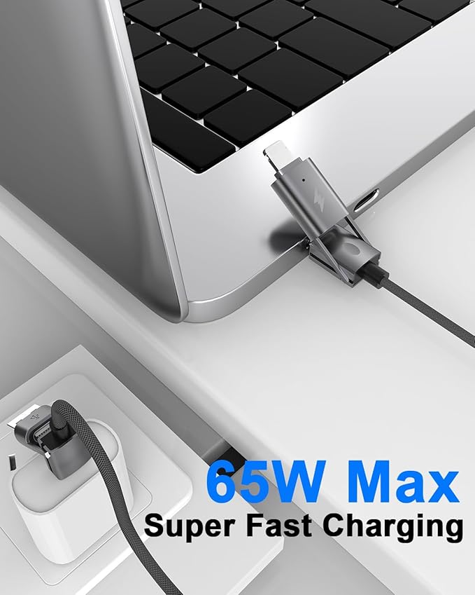 2Pack 4 in 1 USB C Cable Fast Charging PD 65W 27W Multi Charger Cord with Type C/USB A/L Port, 3FT Round Braided Dual USB-C Cable for iPhone 16 15 14 Pro Max/Samsung/i-Pad/MacBook