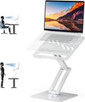 Urmust Height Adjustable Laptop Stand for Desk with 360°Rotating Base, Foldable & Portable Laptop Riser, Computer Accessories for Collaborative Work, Compatible with MacBook Pro, All Laptops 10-17"