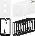 FGB 2-Port Keystone Wall Plate, with Low Voltage Mounting Bracket, with Single Gang Decorator Wall for RJ45, HDMI, and Coax Keystone Inserts, White, 10-Pack