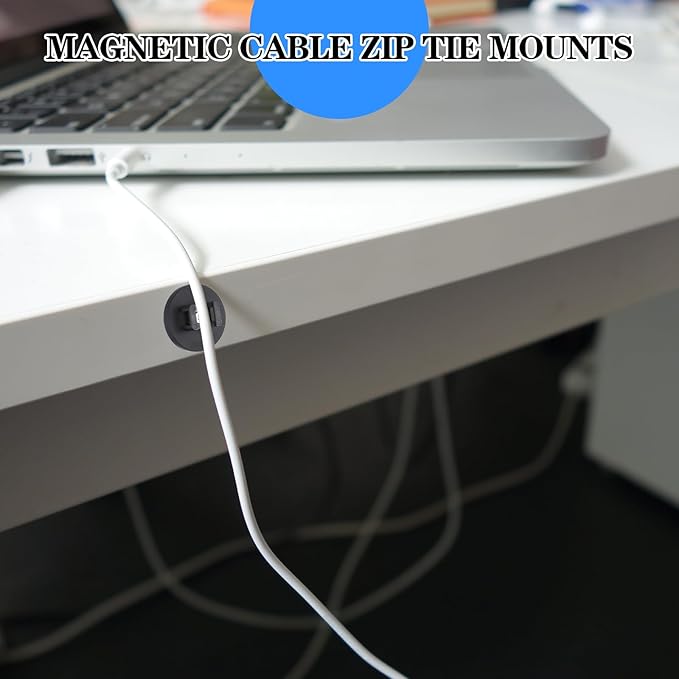 15 Pcs Magnetic Cable Clips Zip Tie Mount Base Black Magnetic Wire Holder Multipurpose Cable Ties Mount Wire Clips Management Base Electrical Cable Ties Supplies for Cable Wire
