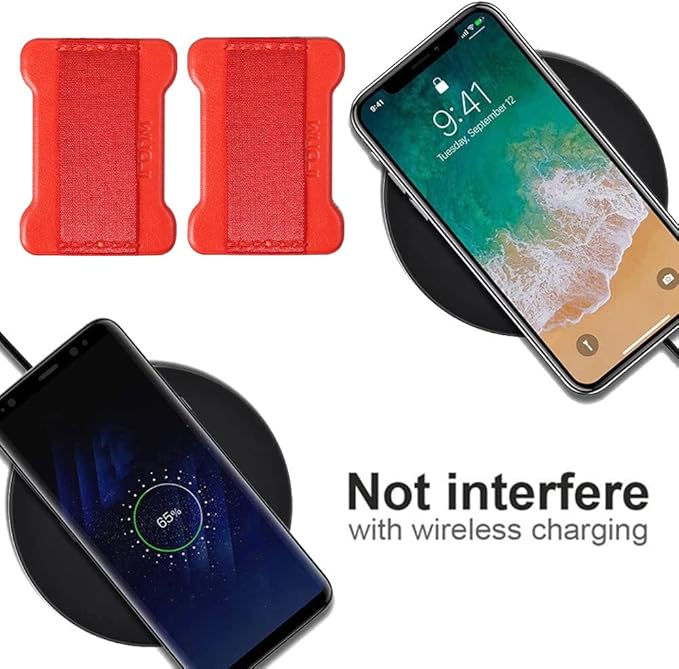 Universal Phone Grip for Smartphones - Phone Holder for Hand - Wireless Charging Compatible (Red) - 2Pack