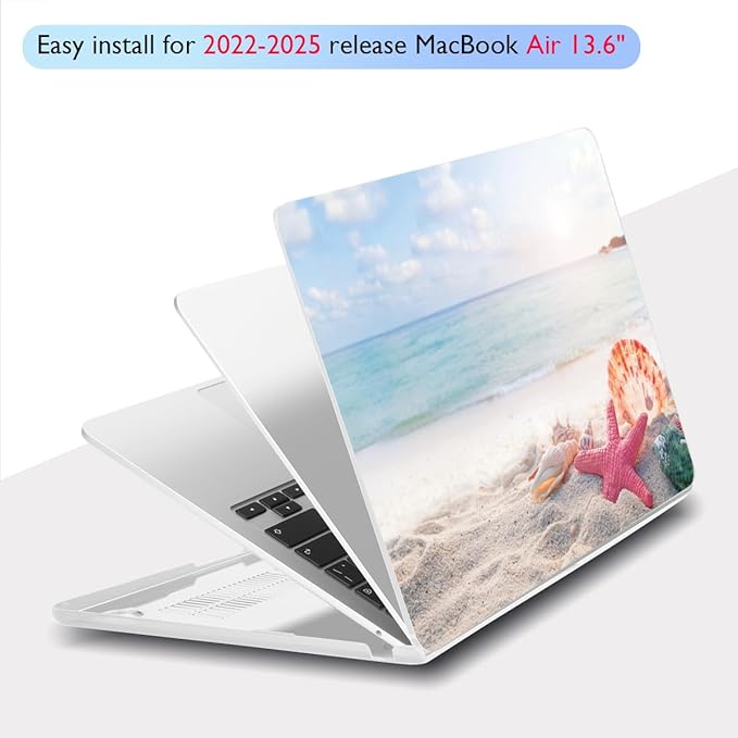 Teryeefi for MacBook Air 13.6 inch Case A3240 A3113 A2681 (2025 2024 2023 2022 Release), Protective Plastic Hard Shell Cover & Keyboard Cover for MacBook Air 13 M2 M3 M4 13 inch, Summer Beach