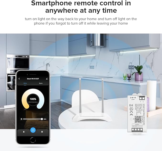 BTF-LIGHTING C02W CCT PWM (+ CW WW) 3PIN Color Temperature LED Strip Dual White 2.4GHz Tuya WiFi Group Controller Alexa Google Home Compatible with WR02RF RC02RFB Remote