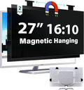 [2 Pack] Magnetic 27 Inch Computer Privacy Screen for 16:10 Aspect Ratio Widescreen Monitor, Hanging Eye Protection Anti Glare Blue Light Computer Monitor Privacy Filter, Removable 27in Protector Film