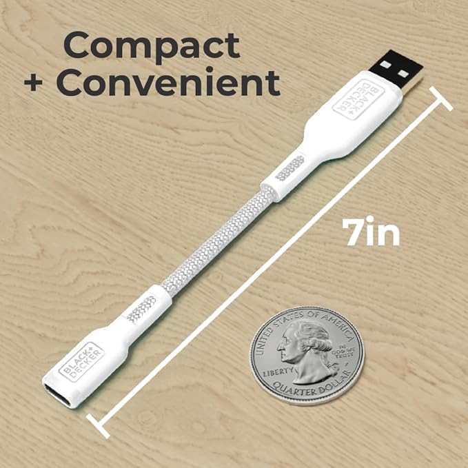 BLACK+DECKER USB C to USB Adapter [2 Pack], Type C Female to USBA Male OTG Cable USBA to USBC Adapter Apple Compatible with MacBook Pro/Air, iPhone 16/15 Series, Samsung Galaxy S24/S23/S22, White