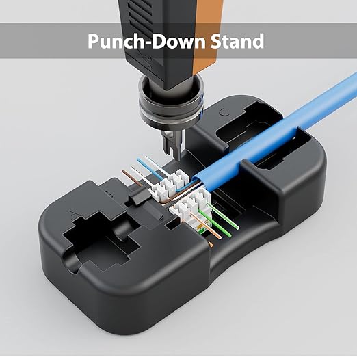 iwillink 10Gbps Cat6 Keystone Jack and Punch-Down Stand, 50-Pack, RJ45 Ethernet Keystone Jacks, 90-Degree UTP Modular Punch Down Keystone Jack Adapter, Black