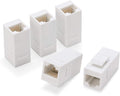 Rapink RJ45 Coupler Inline Adapter Keystone, Female to Female Network Connector 5 Pack for Ethernet Cat6/Cat5e/Cat5 Cable Extender with Gold Plated White