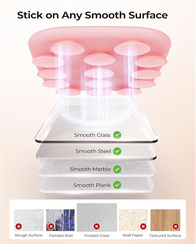 Magnetic Phone Suction Grip, Shower Phone Holder for MagSafe, Octo Phone Sticky Buddy Suction Grip for iPhone 16 15 14 13 12, Birthday Christmas for Women Pink