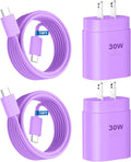 Phone 16 15 Charger,30W USB C Fast Charger Block & 10FT Long C to C Fast Charging Cable Cord for Phone 16 15/16 15 Pro Max/ 16 15 Plus/ 15 Mini,Pro 12.9/11 inch,10th Gen,Samsung Galaxy S24Ultra,Purple