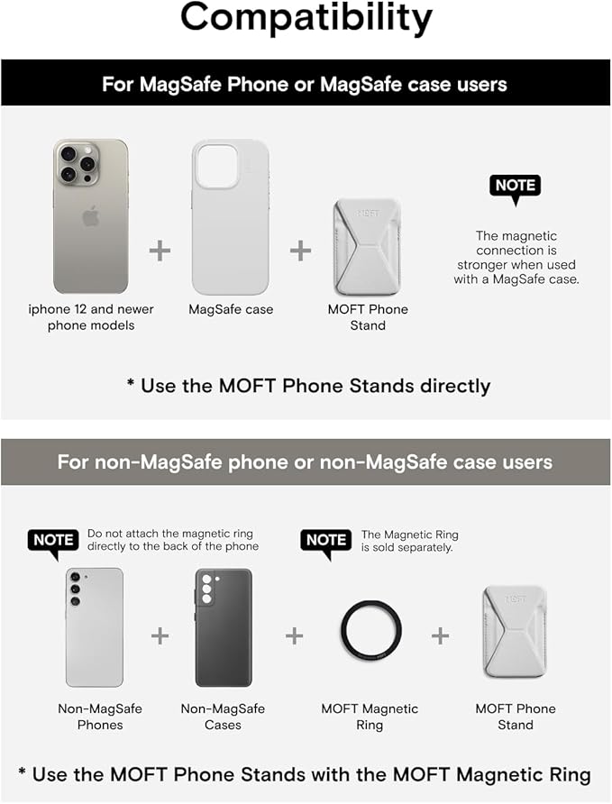 MOFT Magnetic Wallet Stand Compatible with iPhone 16/15/14/13/12 Series, Angle Adjustment & Magsafe Compatible MOVAS Phone Stand,Taupe