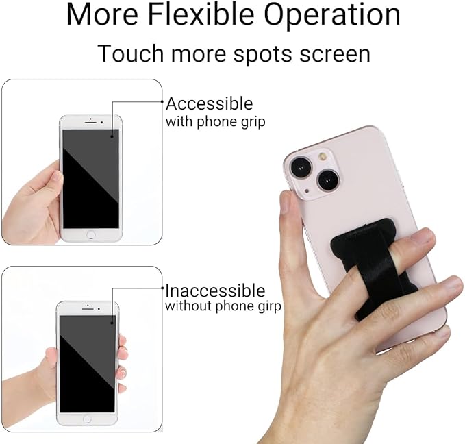 Universal Phone Grip for Smartphones - Phone Holder for Hand for Back of Phone - Wireless Charging Compatible (Gray) - 2Pack