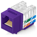 Everest 90° Angled RJ45 Cat6 Keystone Jacks 10-Pack in Purple - Slim Profile Female RJ45 Connectors - Cat 6 Keystone Jack - Compatible with 90° Angled Speed Termination Tool - easyJACK (B094WB91H3)