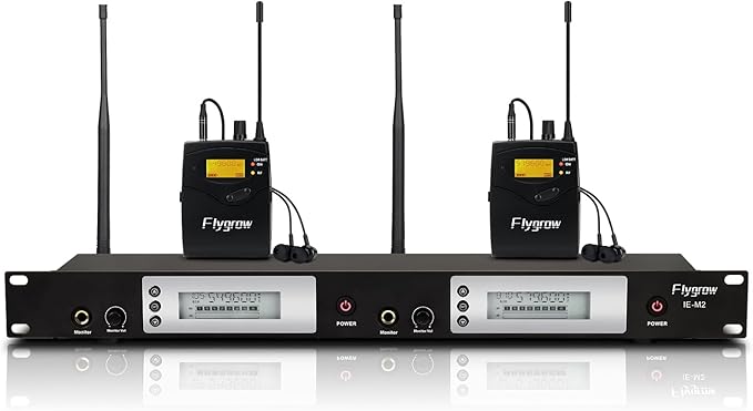 UHF Dual Wireless in-Ear Monitor System with Earphone, Metal Wireless IEM System, Sturdy Bodypack Receiver, 80 Adjustable Frequencies,164ft Range, Ideal for Stage & Studio (2 Bodypack)