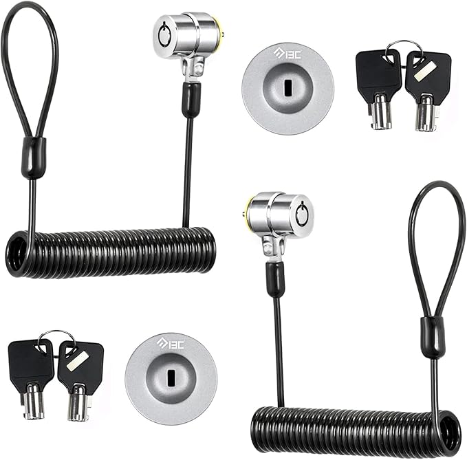 I3C Laptop Cable Lock Retractable Hardware Security Cable Lock with Anchor Plate Compatible with Laptop, Smart Phone, Tablet, and Other Electronic Products (Silver 2pack)