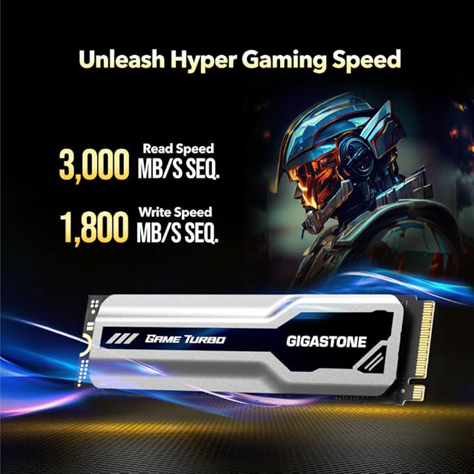Gigastone M.2 SSD 500GB PCIe 3.0 NVMe SSD 3,000MB/s Internal Gaming Solid State Hard Drive Turbo Speed Heatsink Cooling Heat Dissipation PC Laptop Storage for Gamers Video Editing Creators