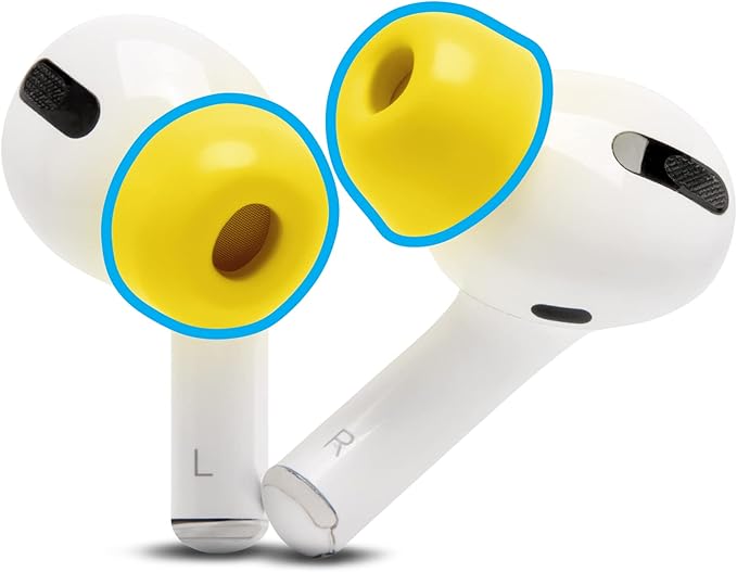 WC TipZ - Upgraded Memory Foam Ear Tips for Airpods Pro Made by Wicked Cushions | Improved Comfort, Tighter Seal, Better Foam Rebound Time | Fits Perfectly in Charging Case | Neon Yellow