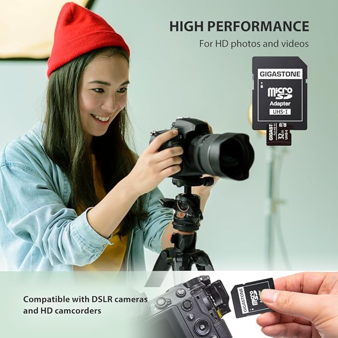GIGASTONE 32GB 10-Pack Micro SD Card, Full HD Video, Surveillance Security Cam Action Camera Drone, 90MB/s Micro SDHC UHS-I U1 C10 Class 10