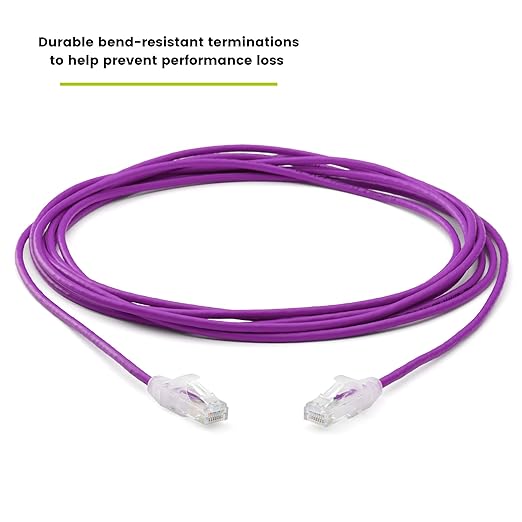 TRUECABLE Cat6 Component Rated Patch Cable, Unshielded (U/UTP), 14ft, Purple, 28AWG Solid Copper, Snagless 10G High-Speed Ethernet Cable, PoE++ 4PPoE 100W, UL Listed, RoHS-3, 1 Pack