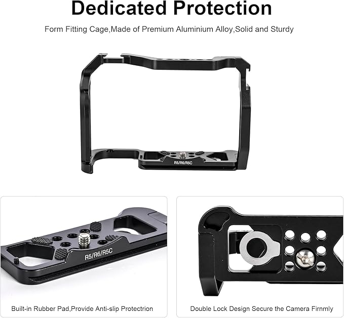 R5 ii/R5/R6/R5C/R6 ii Camera Cage,R5 Mark ii/R6 Mark ii Cage with Cold Shoe and ARRI Interface for EOS R5C/R6 Mark II/R5 Mark II/R5/R6/R5C