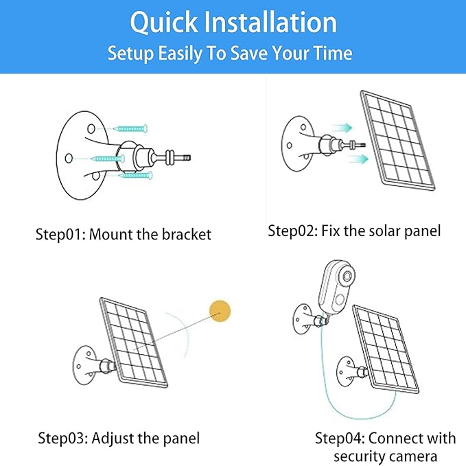 Upgrade 5W Solar Panel Charging Compatible with Arlo Pro 3/Pro 4/Pro 5S/Ultra/Ultra 2/Go 2 Continuous Power Supply IP65 Weatherproof with 9.8ft Charging Cable and Adjustable Wall Mount 1Pack