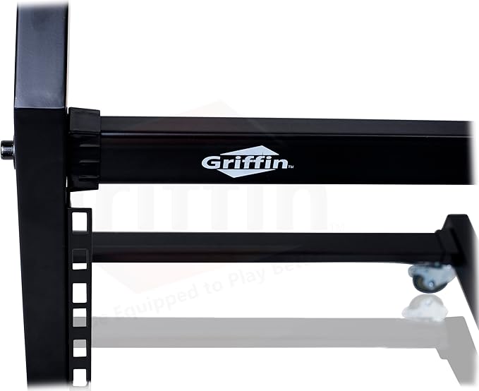 GRIFFIN 19U Rack Mount Rolling Stand (StudioZ PROSteel Series) & Adjustable Mixer Platform Rails – Cart Holder for Audio Music Recording Cabinet – Stage Equipment DJ Gear Storage Case for Amplifier