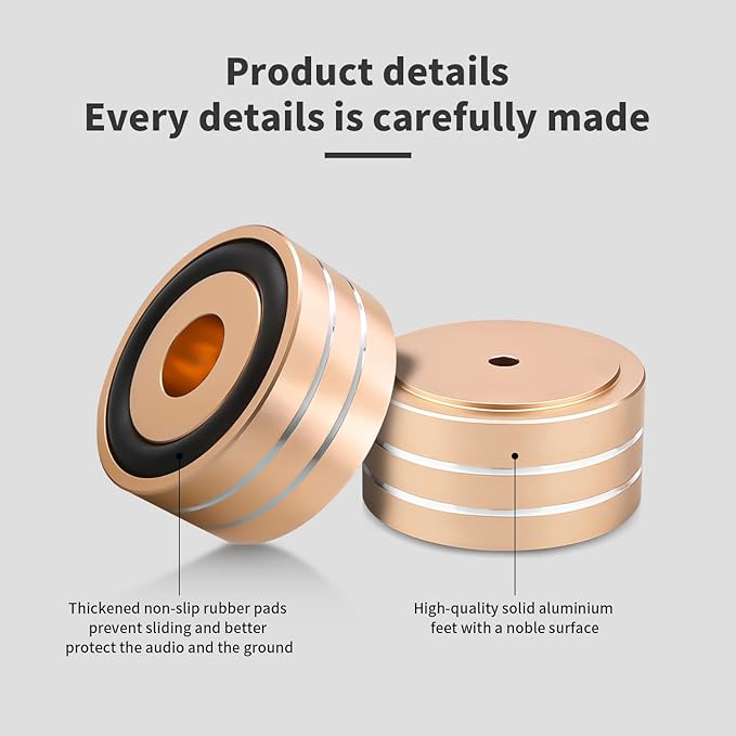 Audiocrast 4X HiFi Speaker Spikes Isolation Feet Pad, Aluminum 40x20mm Turntable Stand Feet Amplifier Shock Absorber Non-Slip Hi-End Floor Protector for Subwoofer DAC CD Turntable Amp