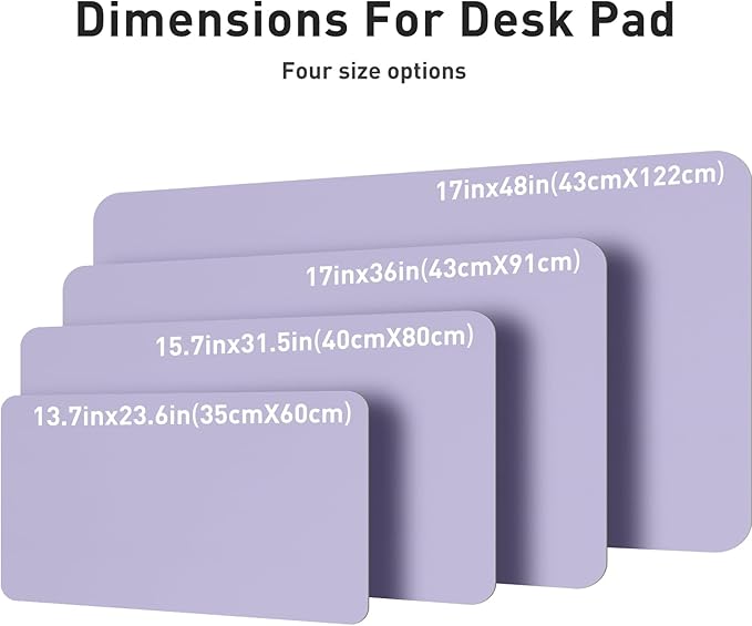 Aothia Non-Slip PU Leather Waterproof Desk Protector Mat, Mouse Pad, Desk Blotter, Writing Pad for Office, Home, Laptop, Lavender, 23.6" x 13.7"