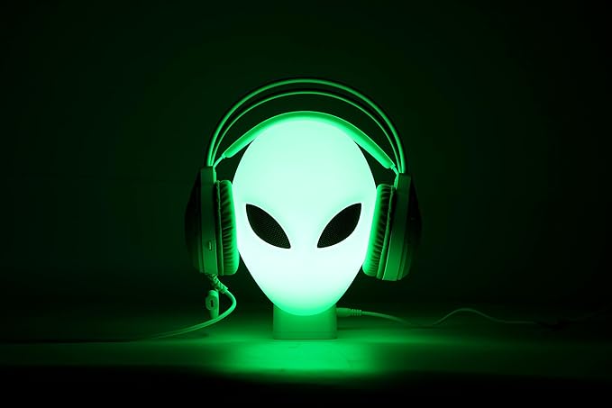 RGB Headphone Stand with Music Rhythm Light, 8-Color LED Gaming Headset Holder with USB & Type-C Charging Ports, Voice-Activated Light for PC Desk Setup, Gamer Gifts for Men & Boys