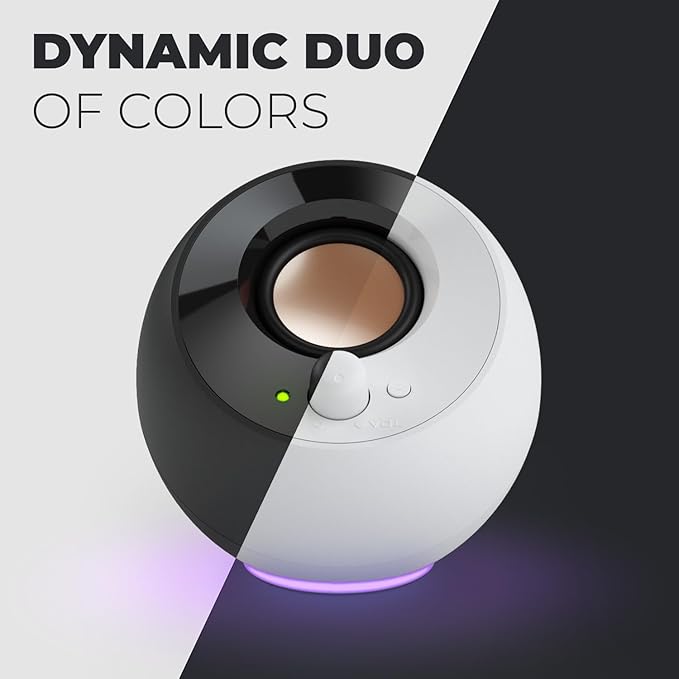 Creative Pebble SE Minimalist 2.0 USB-C Powered PC Speakers with RGB Lighting, 3.5 mm AUX-in, Up to 4.4W RMS Power for Computers and Laptops (Black)