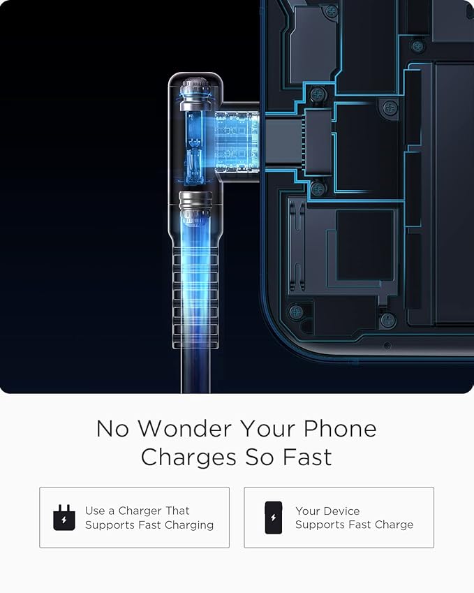 AINOPE 3.3FT USB C Cable 3.1A Fast Charge, Right Angle USBC Charge Cable, Resistant Nylon Braided USB Type C Cable Compatible Galaxy S10 S9 S21, LG V30,V20,G6，USB C Fast Charging Cable