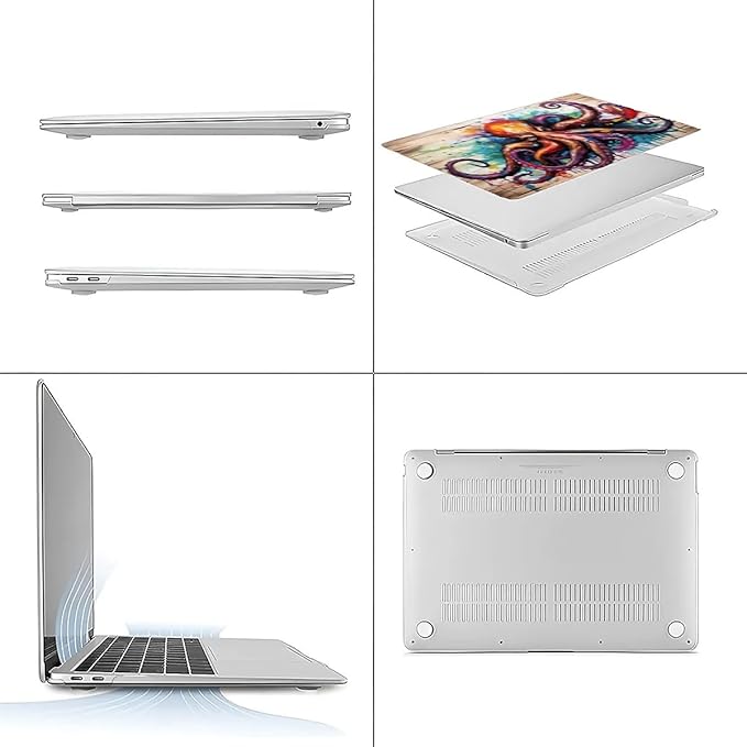 Compatible with MacBook Air 13.3 13.6 Inch Case 2022 2021 2020 2019 Plastic Hard Shell Case Cover,13.3 Air (A1932/A2179/A2337), Octopus