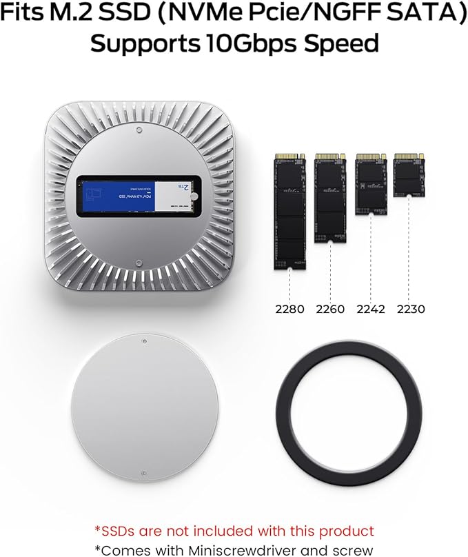 Mac mini M4 Dock, Aluminum Mac mini Stand and HDMI Hub for Mac mini M4 and M4 Pro 2024 with M.2 NVMe/SATA SSD Enclosure, 4K60Hz HDMI,10G USB A/C, 5G USB A*2, USB-C Charge, SD/TF, Audio