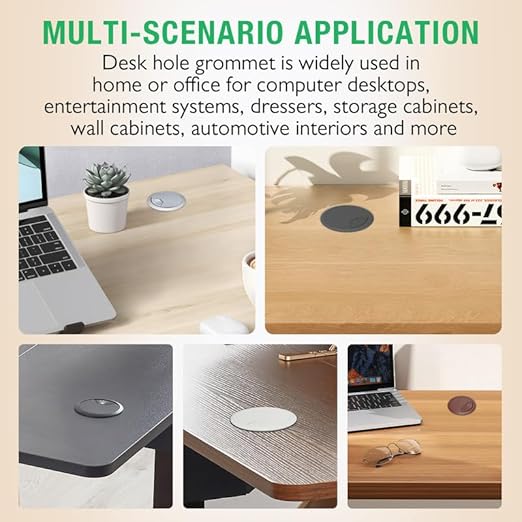 2 Pcs Desk Grommet 2" / 50 mm, Desk Cord Hole Cover, Cable Grommet ABS Plastic, Desk Hole Grommet for Home & Office Pc, Detachable Adjustable Cable Cord Organizer-White