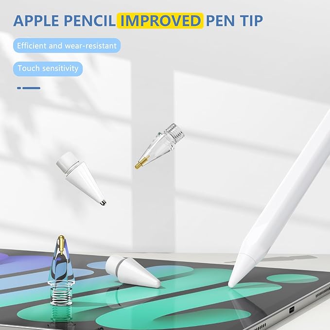 2+6 Pack for Apple Pencil Tips,Upgraded Replacement Pencil Nibs for Apple Pencil 2nd Generation and Apple Pencil 1st Generation,Accessories Compatible with Apple Pencil 2 Gen iPad Pro Pencil Tips